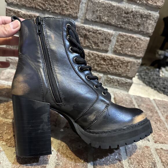 Steve madden women’s rivet black heeled lace up zip side boot Size 7.5 - Picture 7 of 16